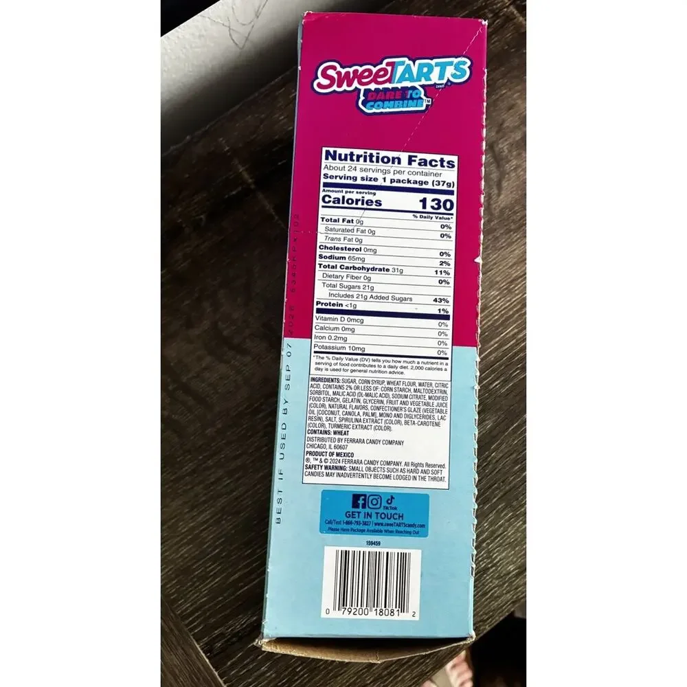 SweeTARTS MEGA Rope Candy Pack of 24 Soft Chewy Sweet and Tart Treats